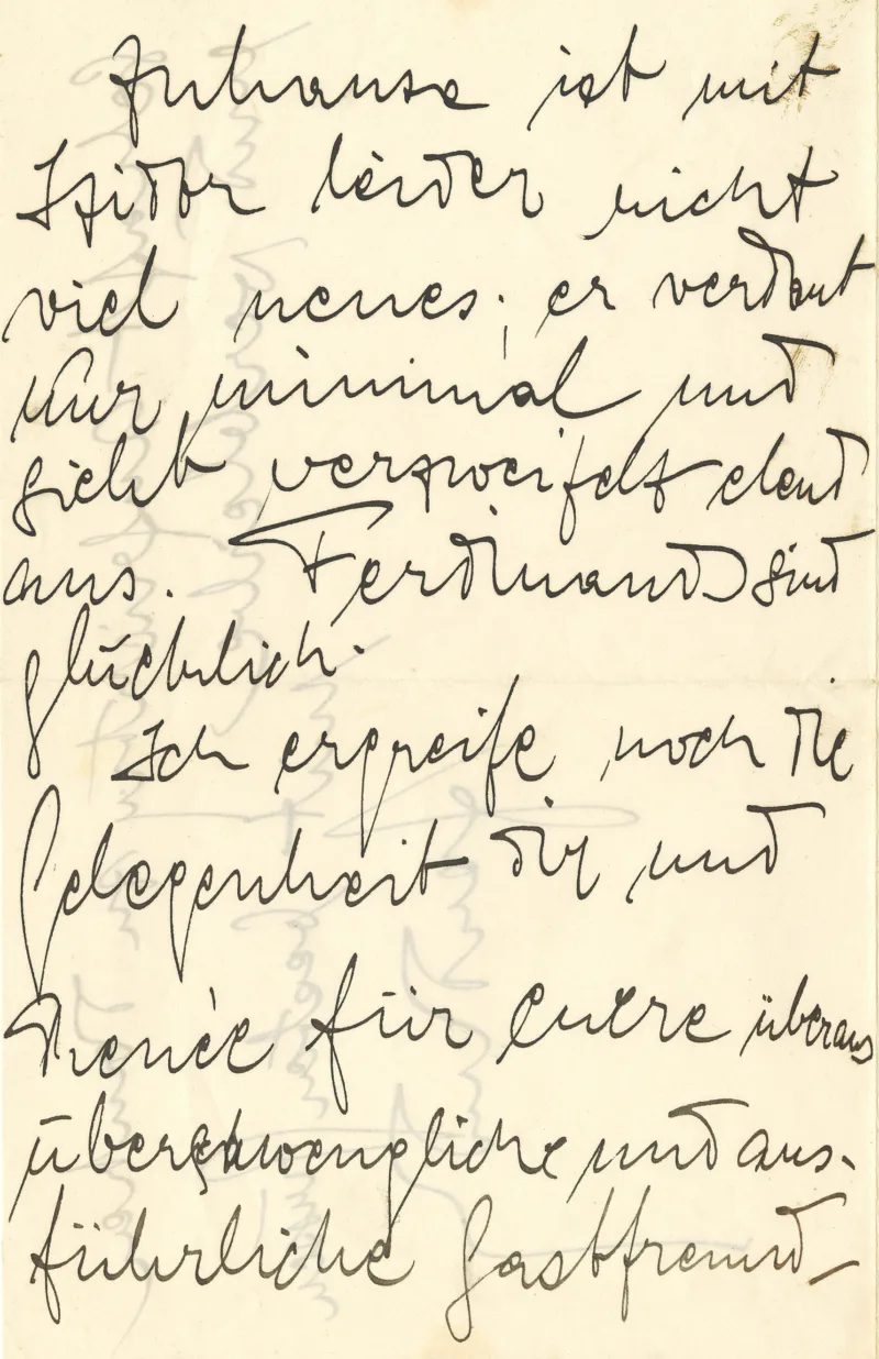 Zuhause ist mit
Izidor leider nicht
viel neues; er verdaut
nur minimal und
sieht verzweifelt elend
aus. Ferdinands sind
glücklich.
Ich ergreife noch die
Gelegenheit dir und
Renèe für eure überaus
überschwengliche und aus-
führliche Gastfreund-